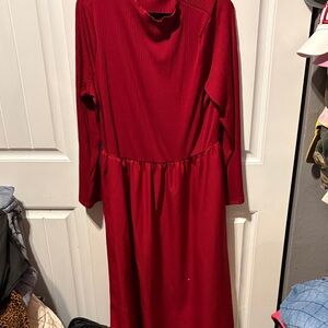 Elegant Red Long Sleeve Dress
